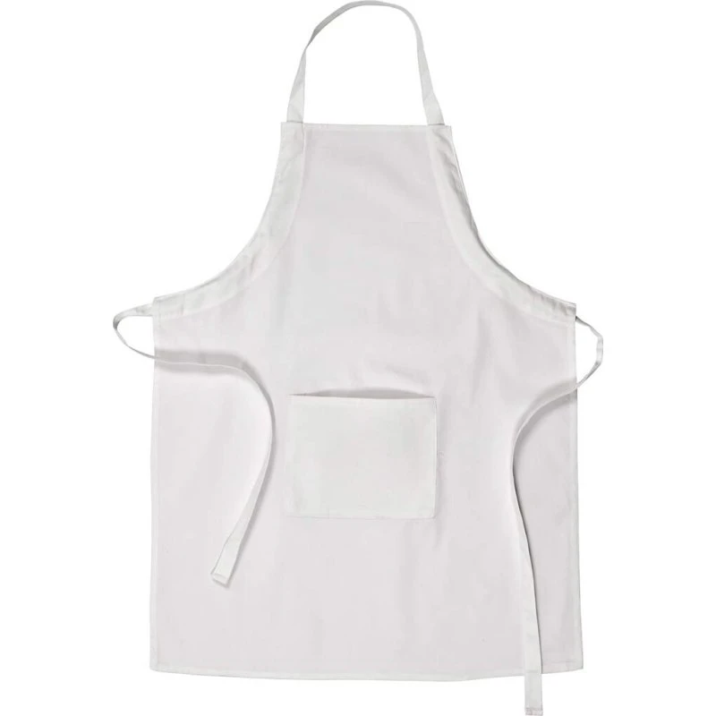Forklæde Til Voksne, M-XL, 84x65 cm, Hvid, 100% Bomuld