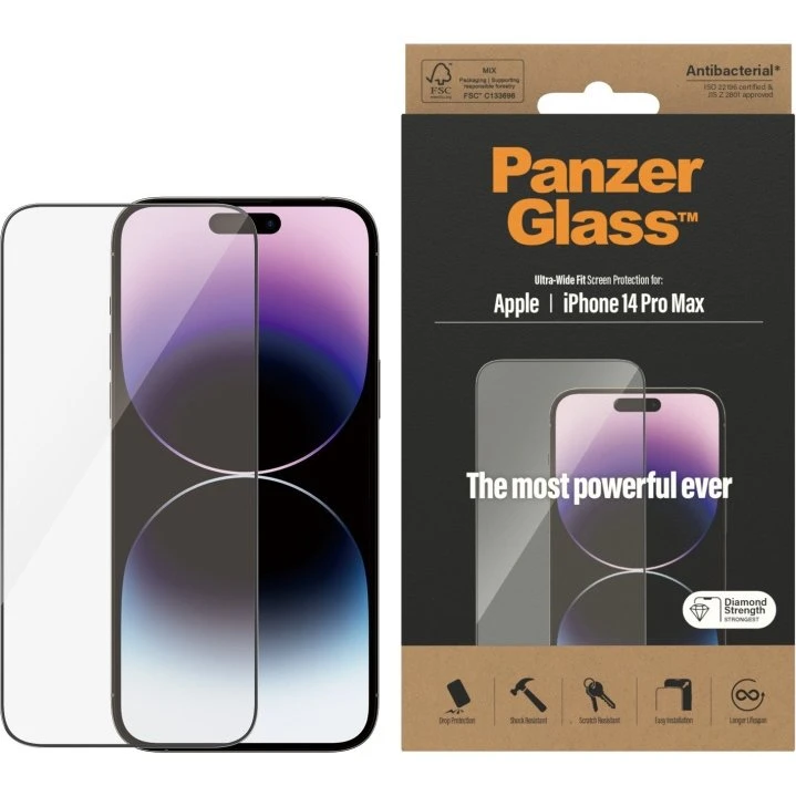 PanzerGlass iPhone 14 Pro Max, sort ramme