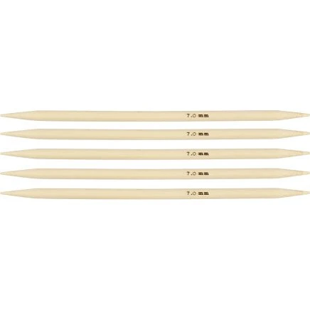 Bambus Strømpepinde Sæt, 7 mm, 20 cm, 5 stk