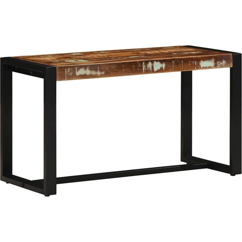 vidaXL bænk 80x35x45 cm massivt genbrugstræ flerfarvet