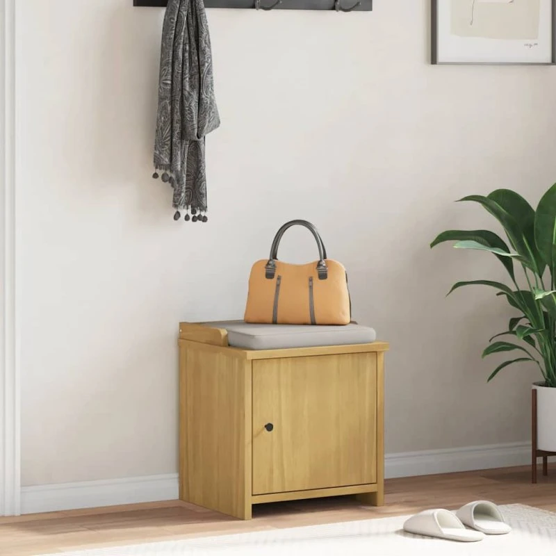 vidaXL SANDNES entrébænk 45x40x50 cm massivt fyrretræ, valnøddetræ
