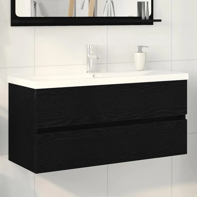 vidaXL Badeværelsesskabsunder Sort Eg 100x39x62 cm Vægmonteret