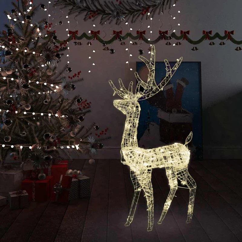 vidaXL Rensdyr juledekoration 140 LED, 120 cm, akryl, varm hvid