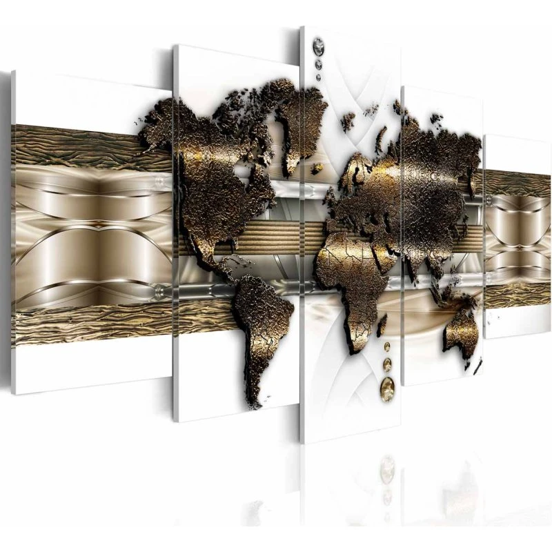 ARTGEIST Metallic World Billede, Hvid/Guld/Bronze, 200x100 cm