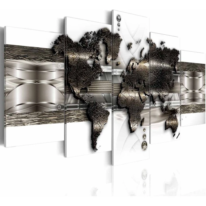 ARTGEIST Metal Verdenskort II 100x50 cm hvid/sølv/bronze