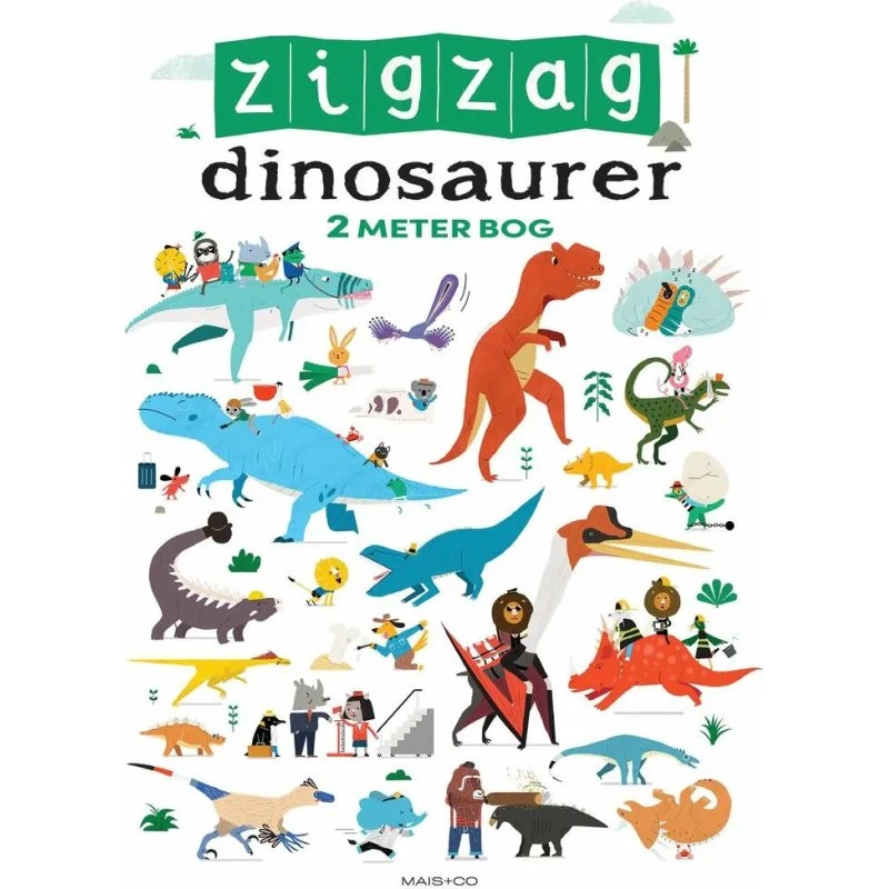 Zigzag Dinosaurer – 2 meter harmonikabog med 50+ dinosaurer og søg-og-find-opgaver