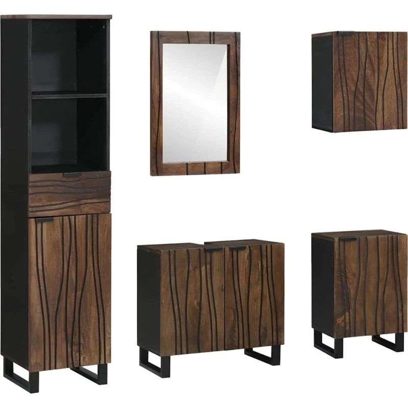 vidaXL Badeværelsesmøbel Sæt 5 pcs Hvid Konstrueret Træ 38 x 33 x 160 cm