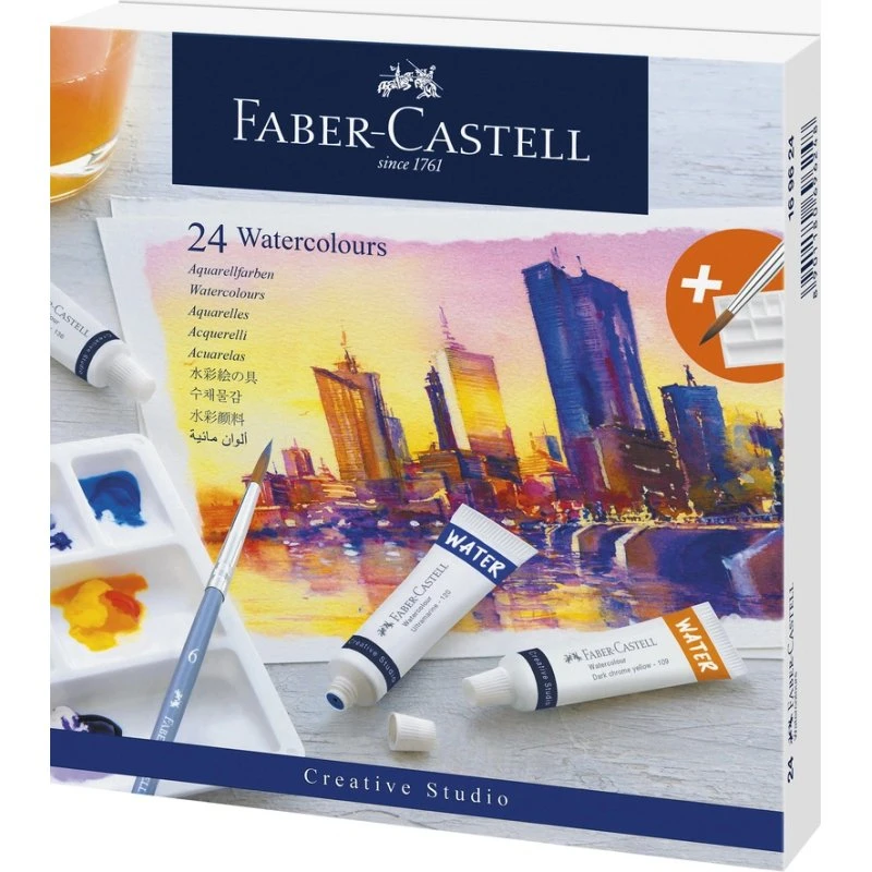Faber-Castell Startersæt Vandfarver 24 farver i tube 9ml