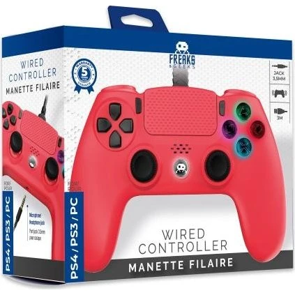 Freaks and Geeks Wired Controller til PS4 med 3M-kabel – Rød