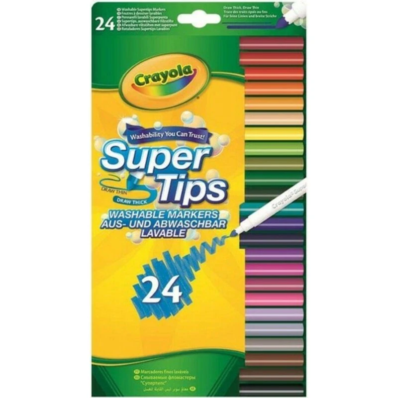 Crayola Supertips Vaskbare Tuscher 24 Farver, B01BF6F20K