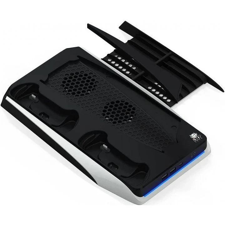 DLX Multifunktionel Opladningsstation til PS5 og 2 DualSense