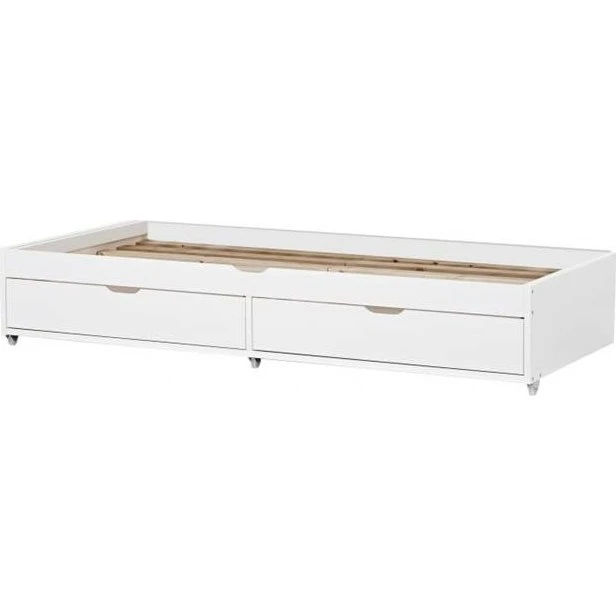 Hoppekids DELUXE Udtræksseng på hjul 90x190 cm, hvid