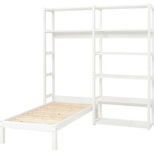 Hoppekids STOREY Reol 2 sektioner, 8 hylder, hvid, med seng