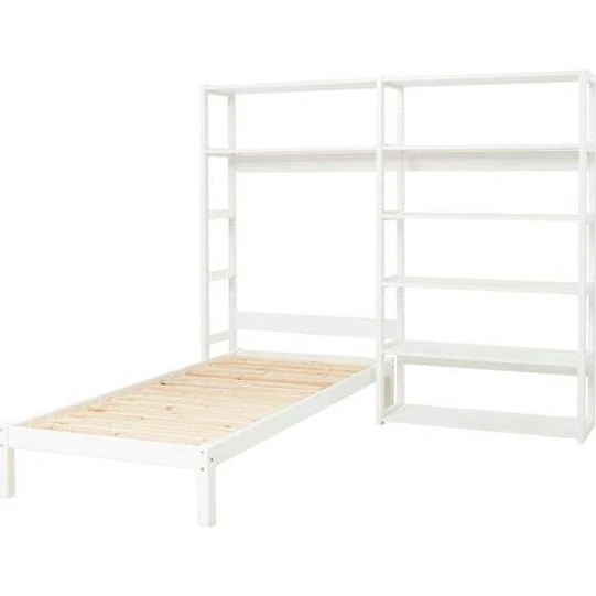 Hoppekids STOREY Reol 2 sektioner med 8 hylder og seng, hvid