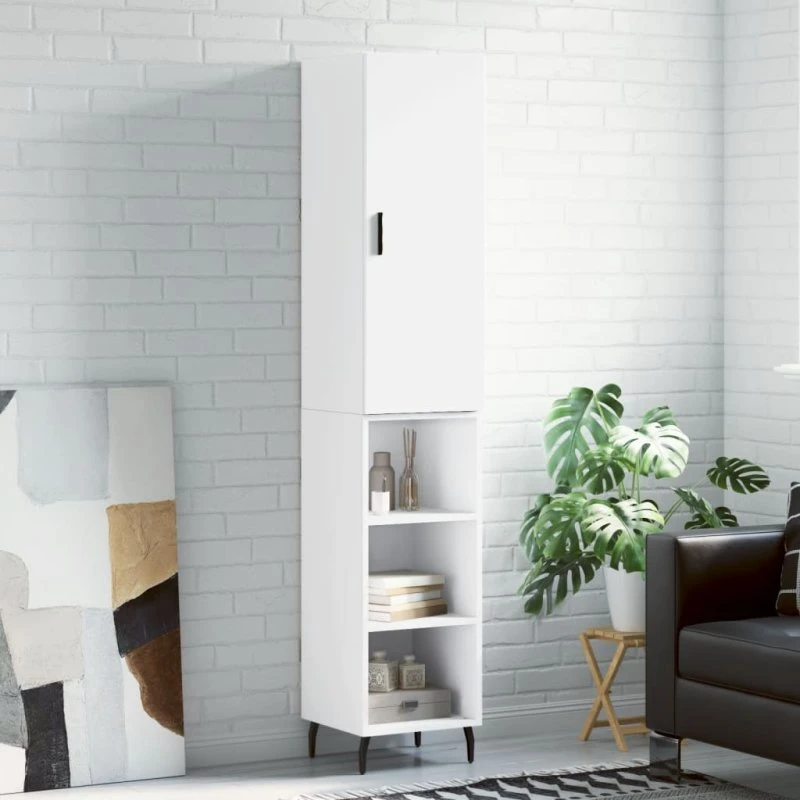 vidaXL Skab 34,5x34x180 cm Konstrueret Træ Hvid