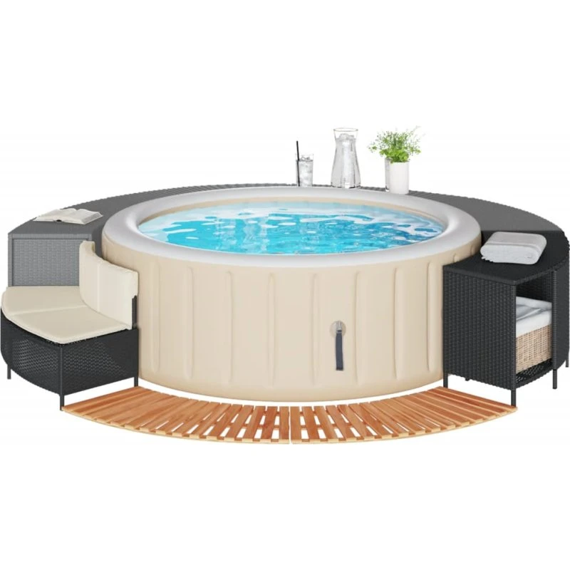 vidaXL Spakant Polyrattan & Akacietræ, Sort