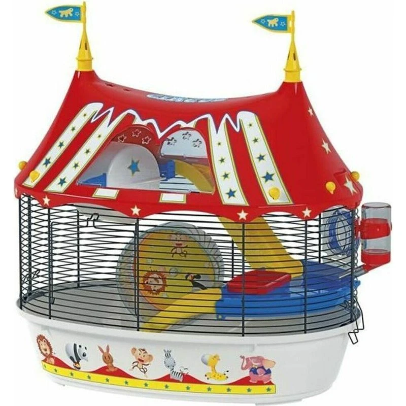Ferplast Circus Hamsterbur, Rød, 49,5 x 34 x 42,5 cm