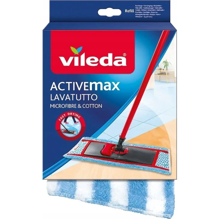 Vileda Active Max Flad Moppeindsats, Hvid/Blå