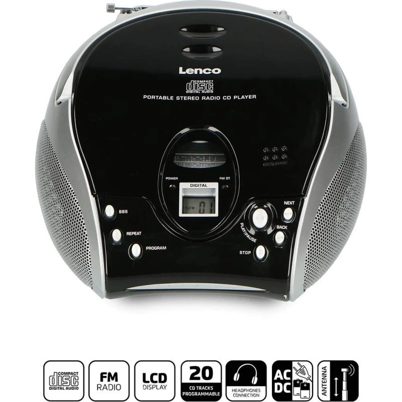 Lenco SCD-24 Bærbar FM-radio & CD-afspiller Sort/Sølv