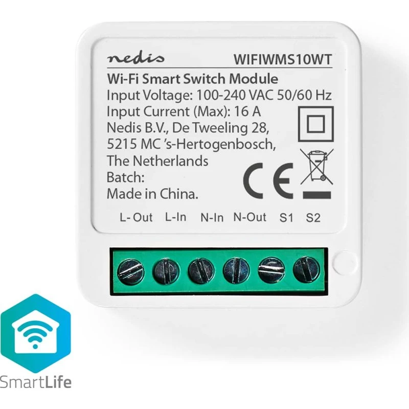 Nedis SmartLife Afbryder Wi-Fi 3680 W | Terminalforbindelse
