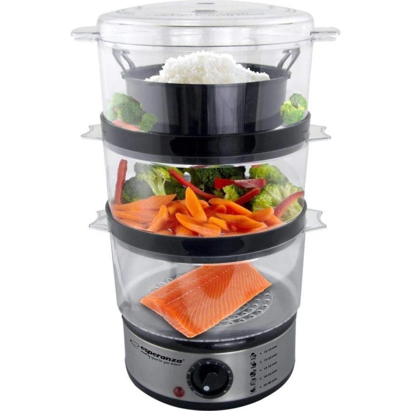 Esperanza Dampkoger 400W, 3 etager, 7,5 L, transparent