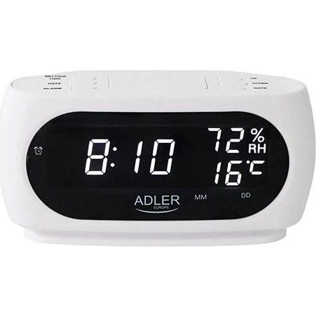 Adler AD 1186 hvid vækkeur med LED-display