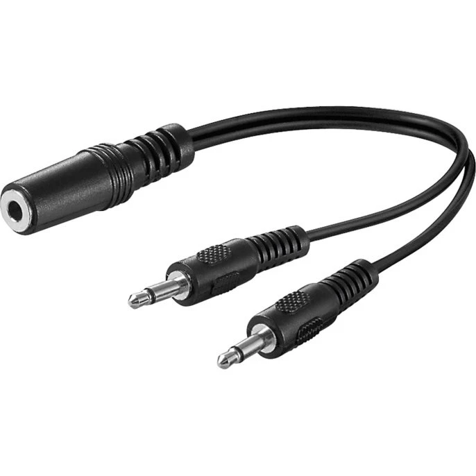 Goobay 3,5 mm Y-kabeladapter 0,2 m, 1x stereo til 2x mono