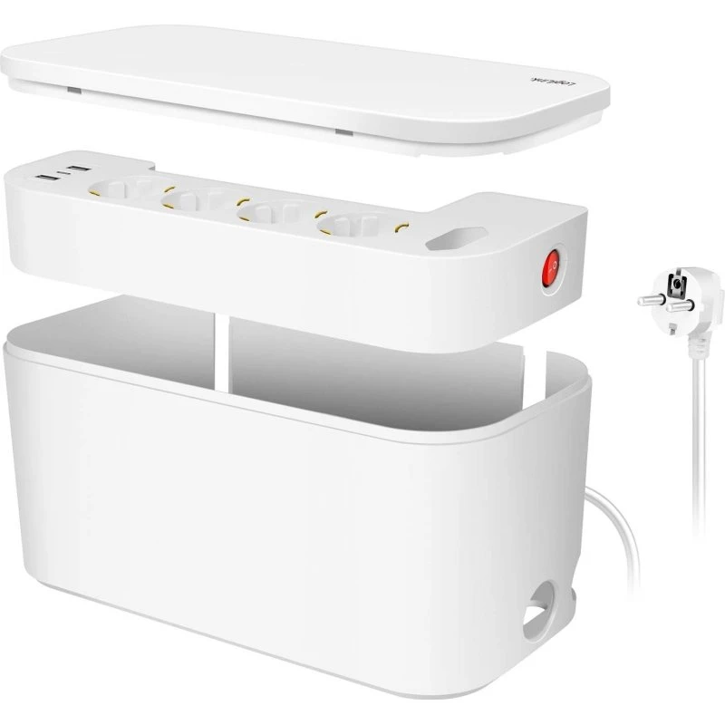 LogiLink Kabelboks Hvid med 5-vejs stikdåse og 3x USB