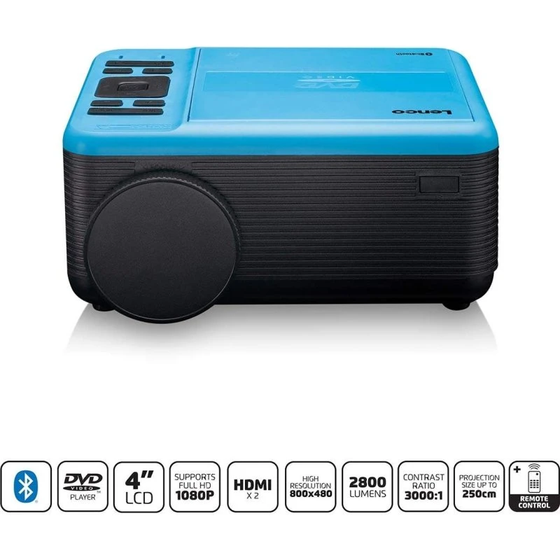 Lenco LPJ-500BU LCD-projektor med DVD-afspiller og Bluetooth® Blue