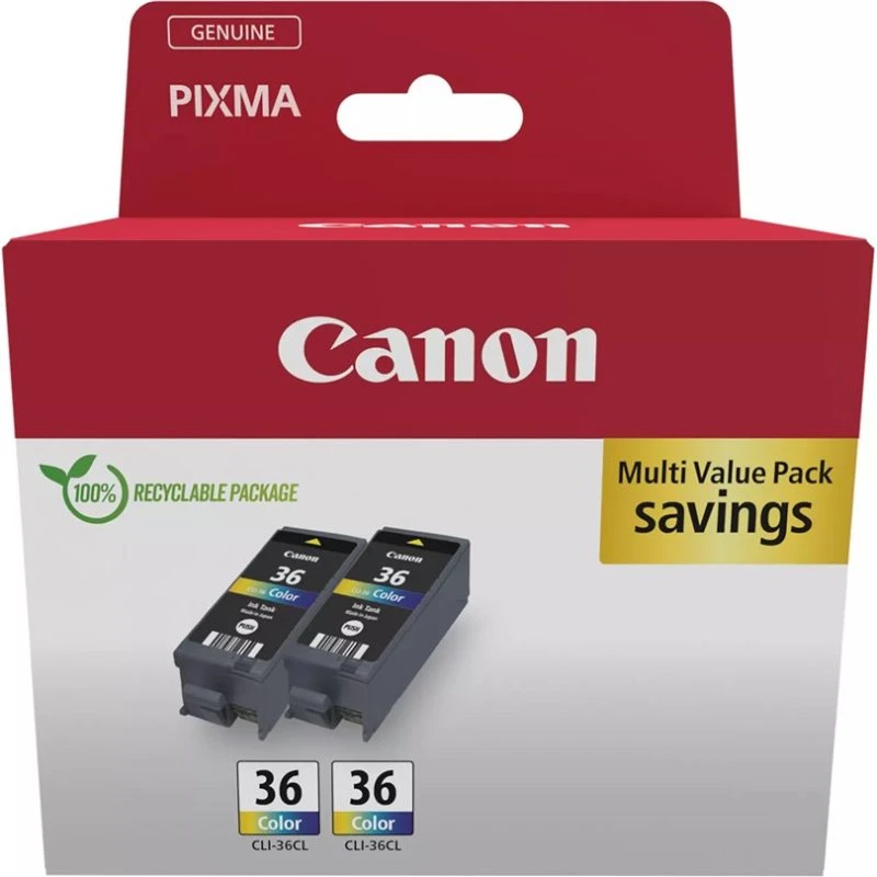 Canon CLI-36 Color Twin Pack Farve (12 ml, 249 sider)