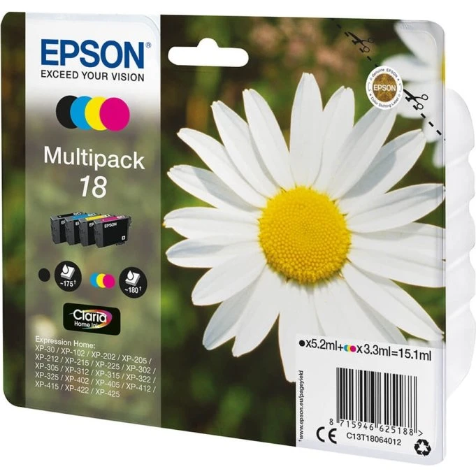 Epson 18 Multipack Sort Cyan Magenta Gul C13T18064012