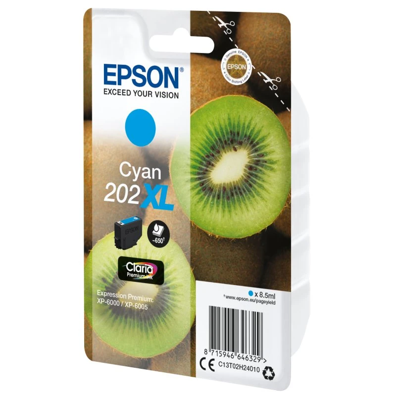 Epson 202XL Cyan Blækpatron (650 sider)