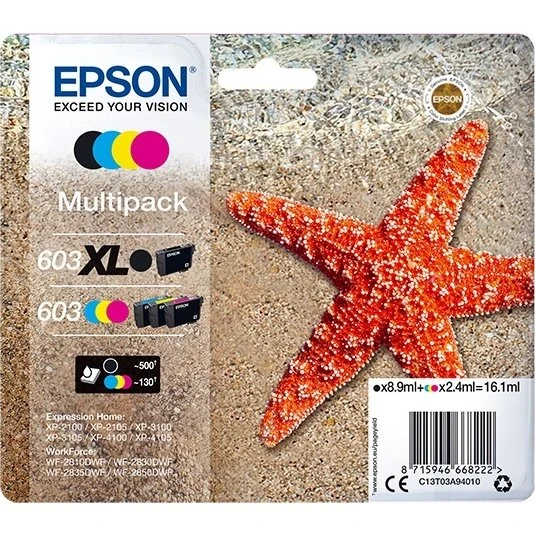 Epson 603 XL Blækpatroner Sort, Cyan, Magenta, Gul
