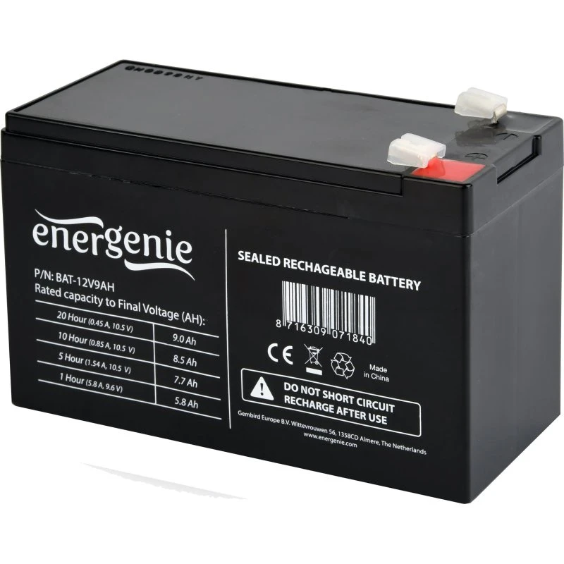 Gembird BAT-12V9AH 12V 9Ah UPS-batteri, sort