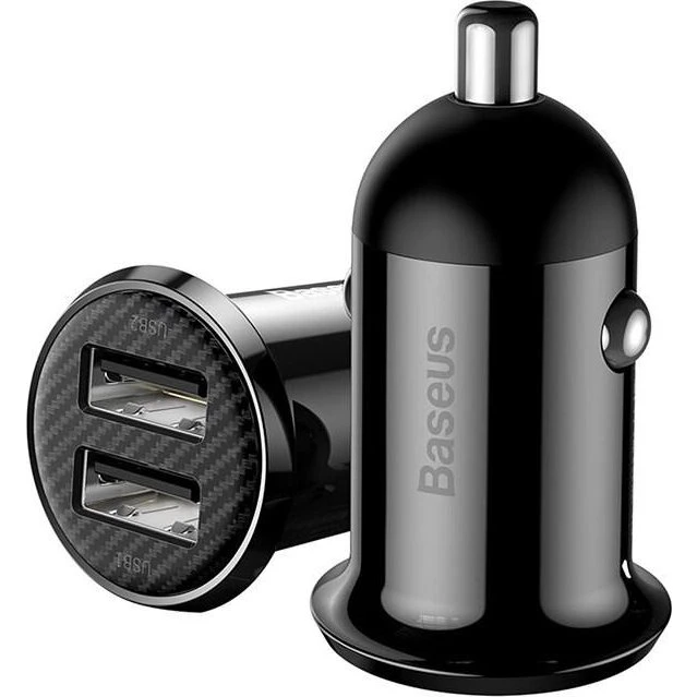 Baseus Gain Pro 2x USB-A Hurtig Biloplader, Sort