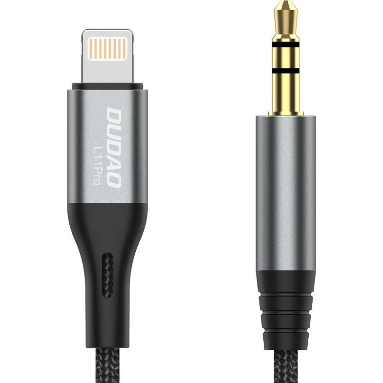 Dudao L11PRO Lydkabel Lightning til 3,5 mm, 1 m, grå