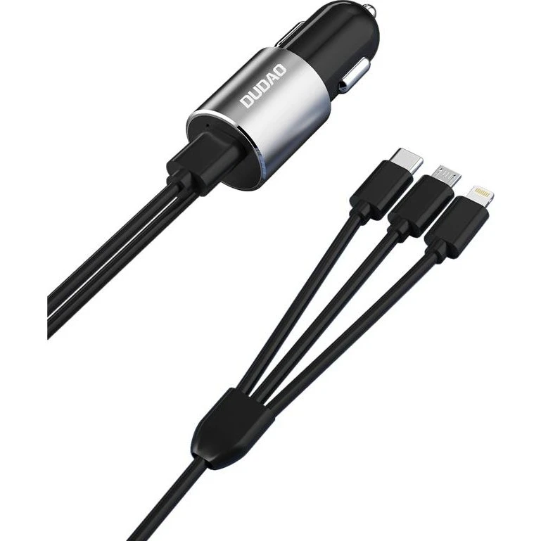 Dudao R5ProN 17W 3-i-1 Biloplader med Lightning/USB-C/micro-USB