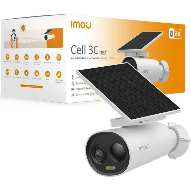 Imou Cell 3C 2K Trådløst Udendørs Overvågningskamera med Batteri og Solpanel