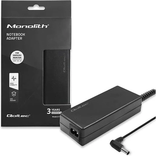 Qoltec AC-adapter 42W 14V 3A til Samsung-skærm med strømkabel