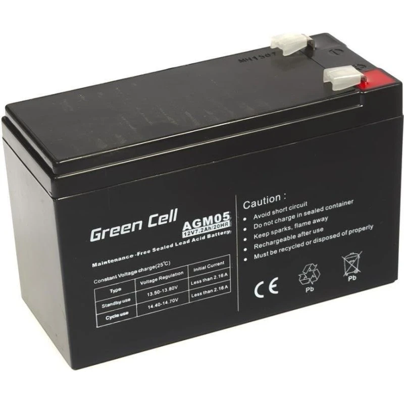 Green Cell AGM05 12 V 7,2 Ah AGM UPS-batteri