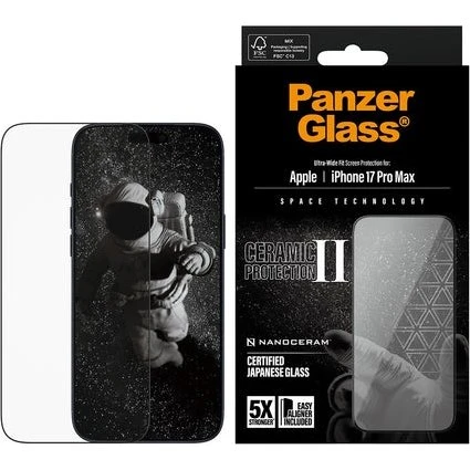 PanzerGlass Ceramic II Skærmbeskytter til iPhone 17 Pro Max – Ultra-Wide Fit med EasyAligner