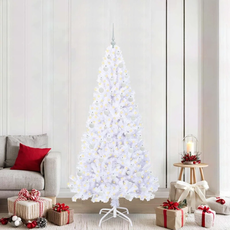 vidaXL Kunstigt Juletræ 210 cm Hvid med 300 LED'er