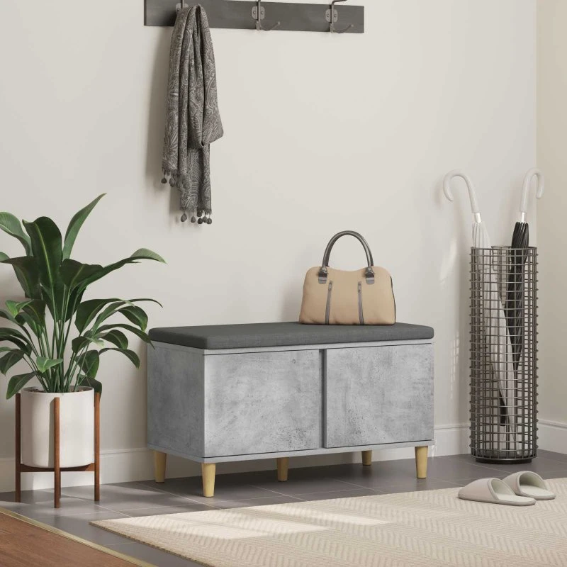 vidaXL Hallbænk med pude, Beton Grå 80x38x46 cm