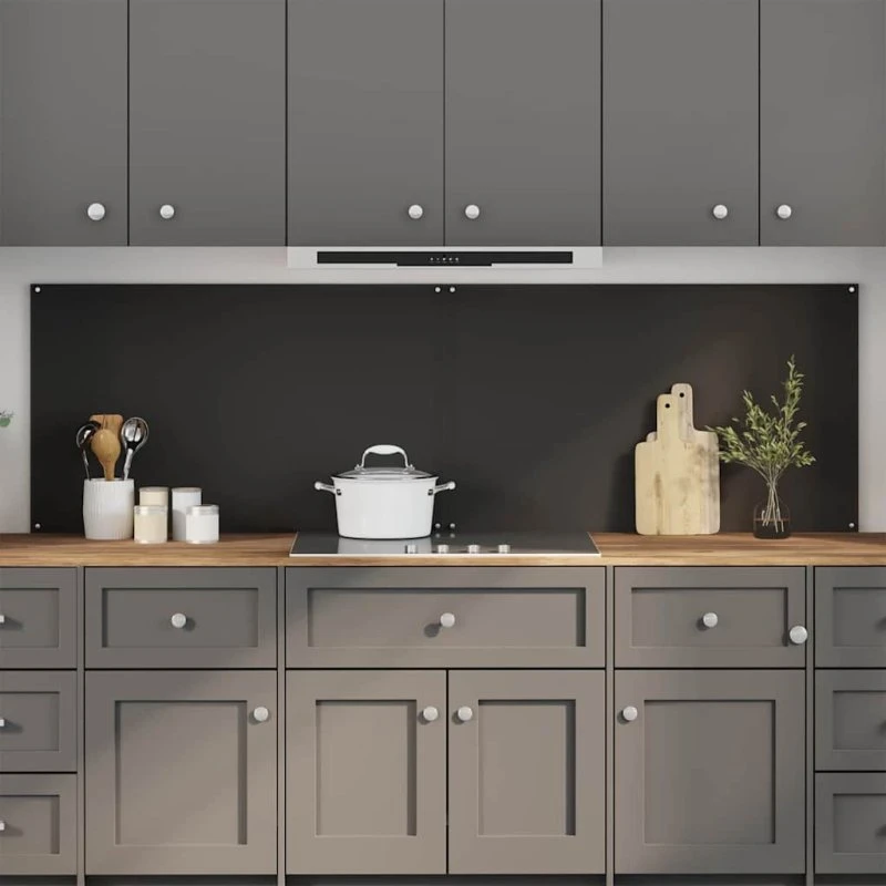 vidaXL Køkkenbacksplash 2 stk, Sort, 100 x 60 cm, hærdet glas