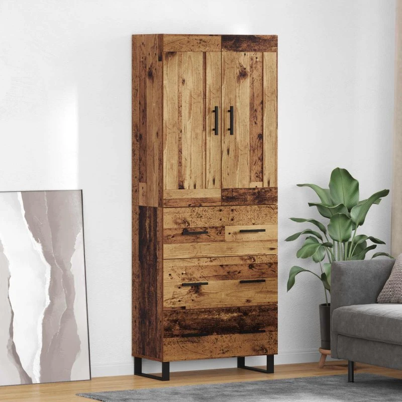 vidaXL Highboard Gammelt Træ 69,5 x 34 x 180 cm
