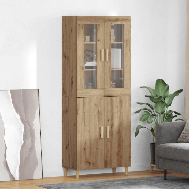 vidaXL Artisan Egetræ Højskab 69,5 x 34 x 180 cm