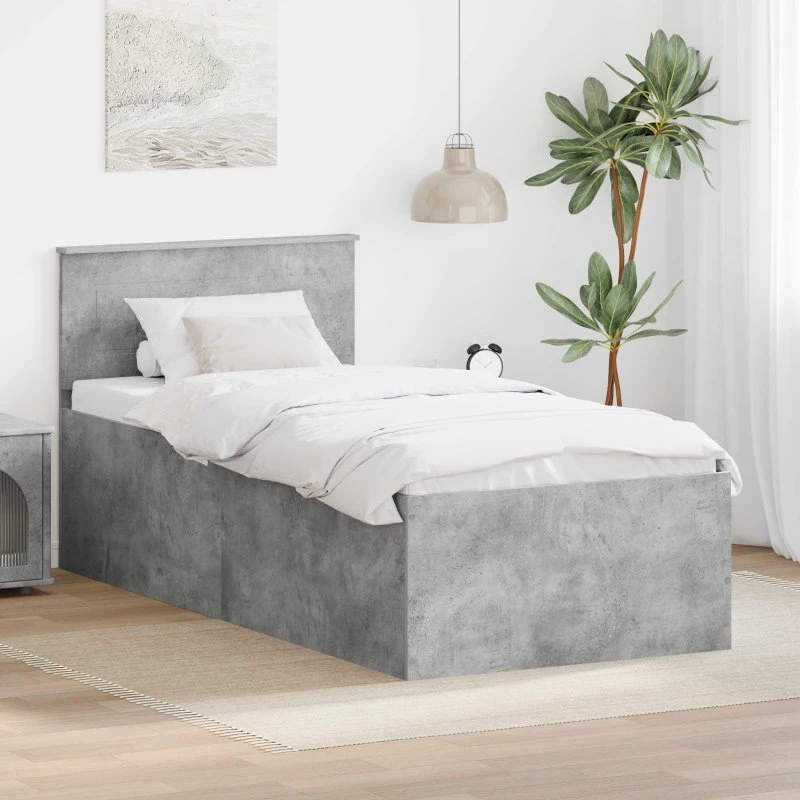 vidaXL Sengestel Beton Grå 120 x 200 cm Konstrueret Træ