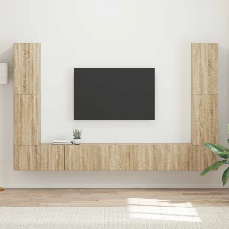 vidaXL TV-møbelsæt 8 pc Sonoma eg træ