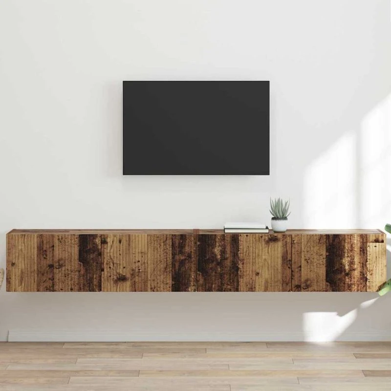 vidaXL TV vægskab 2 stk gammelt træ 98 x 31 x 29,5 cm konstrueret træ