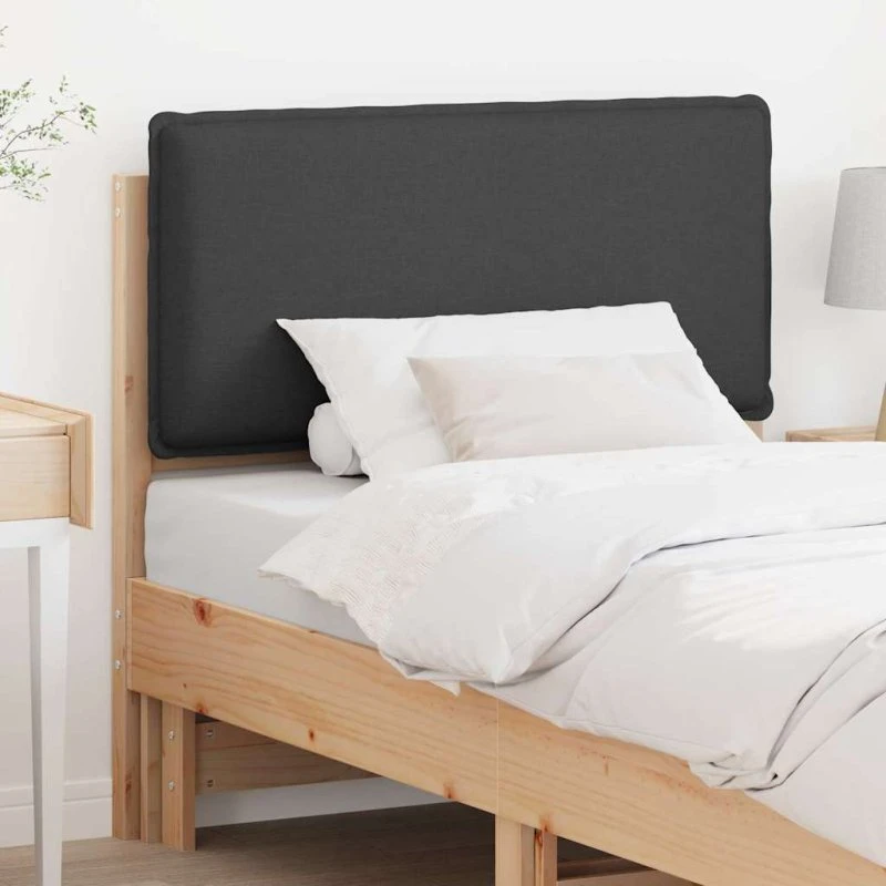 vidaXL Polstret Sengegavl 80 cm Naturlig/Mørk Grå Massiv Fyrretræ